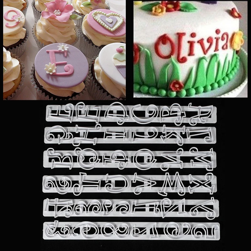 

6 шт./компл. буквы алфавита Номер пресс-формы "сделай сам" Кухня Fondant (сахарная) Пластик пресс-формы для нарезки печенья в виде номер торта прес...