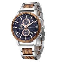wooden watch men erkek kol saati luxury stylish steel timepieces chronograph military quartz watches