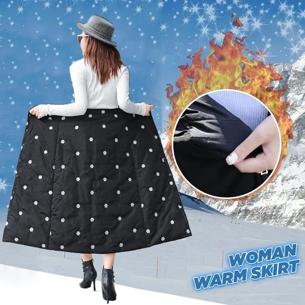 Осень-зима модная Женская эластичная юбка с высокой талией черная толстая теплая