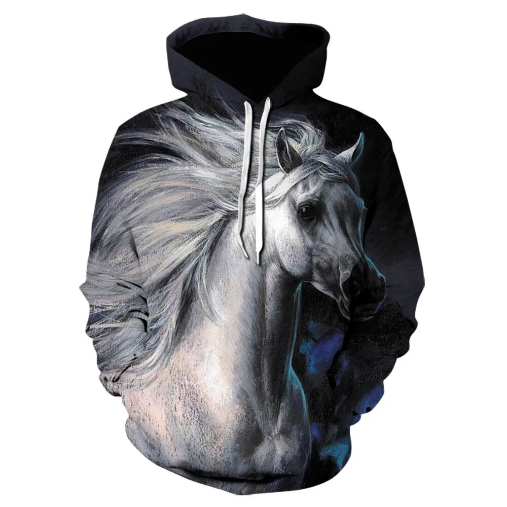 

2021 Hot Sale Sweatshirt Men Women 3D Hoodies Print Brown Horse Animal Pattern Pullover Unisex Casual Creative Oversized Hoodies