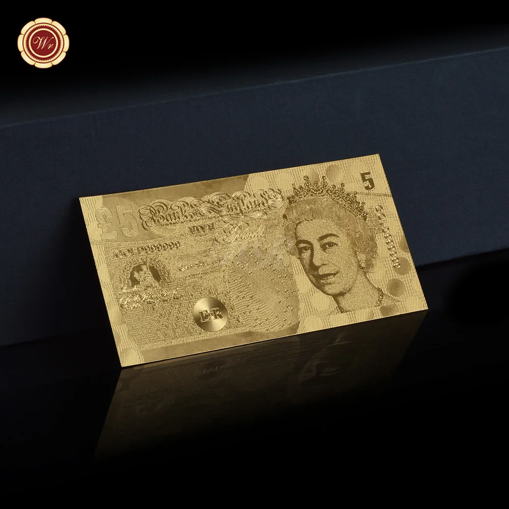 Full Set Gold Foil UK Pound Currency Commemorative France Banknotes Franc Fake Money World Banknote Souvenir Gift for Collection