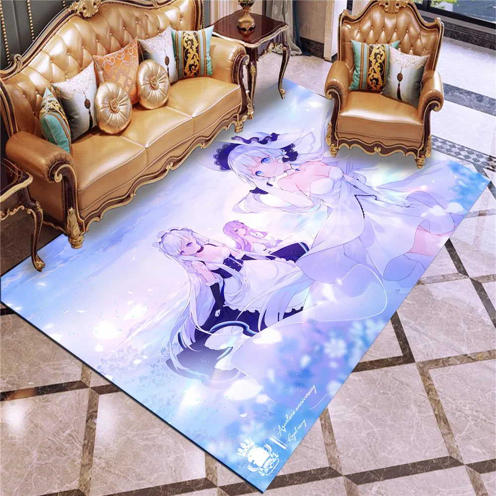 

3D Printed Azur Lane Cartoon Living Room Carpet Flannel Kids Large Carpets Play Mat Non-slip Rug Home Decor Area Rug