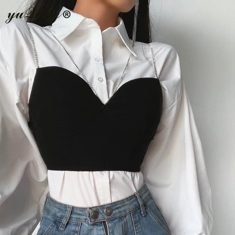 Yuqung женские Стразы на бретелях обрезанный Том бюстье бюстгальтер Летний жилет