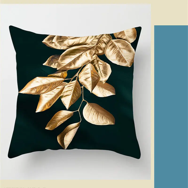 Luxury Green Gold Bronzing Cushion Cover Polyester Throw Pillow Case Nordic Sofa Bed Car Decorative Pillowcase Modern Home Decor images - 6