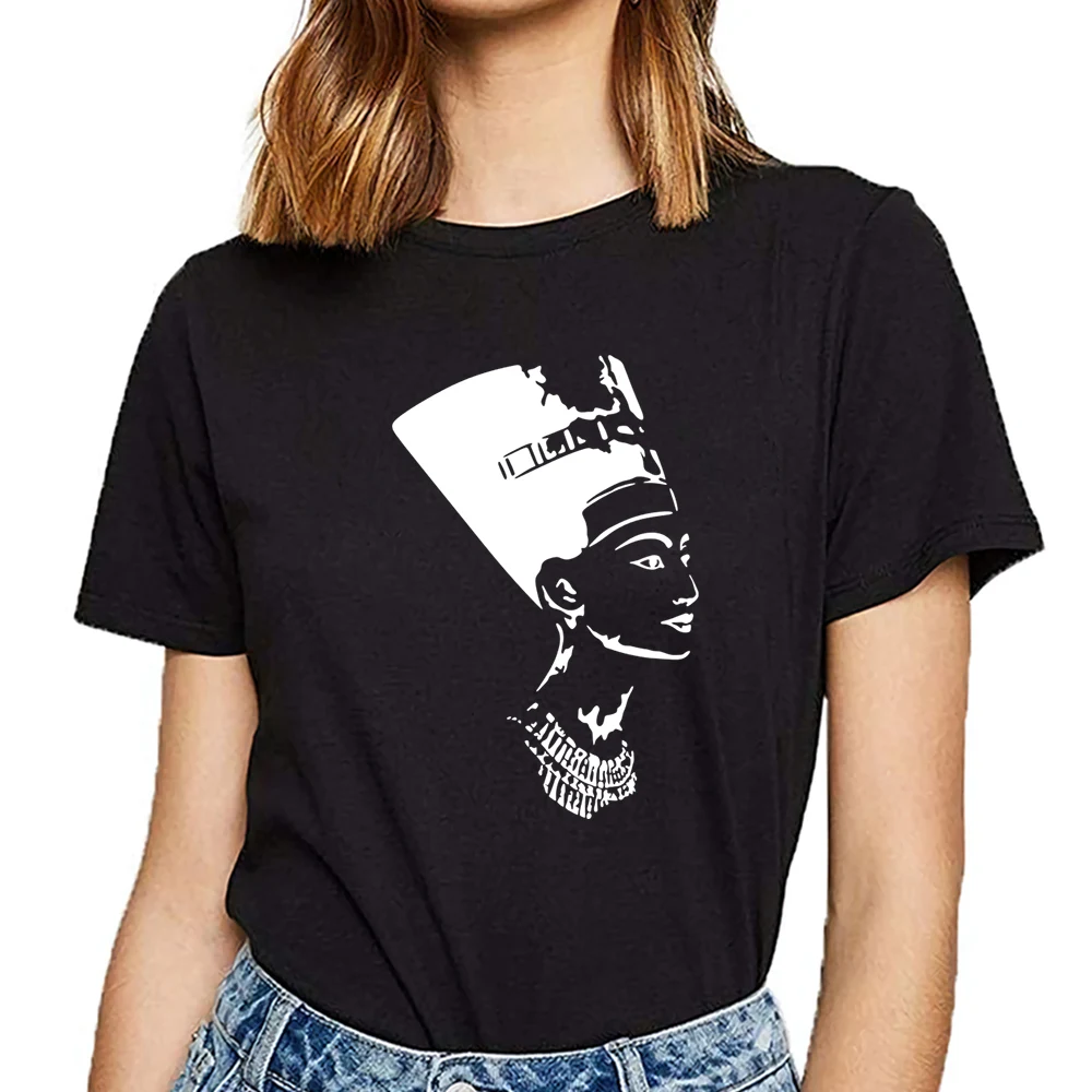 Топы Футболка Для женщин египетская Королева Нефертити комиксов надписями