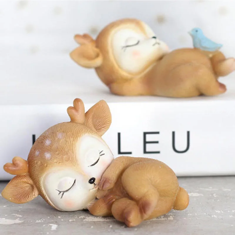 Автомобильные маленькие украшения спящий олень настольное украшение для дома