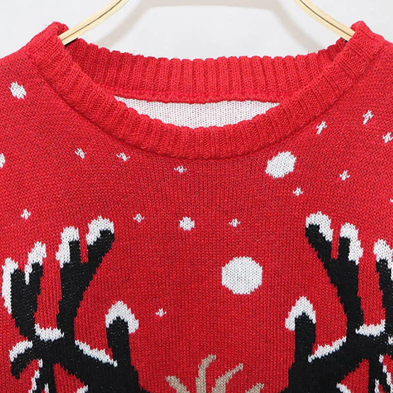 Autumn Spring Women Christmas Deer Warm Knitted Long Sleeve Sweater Jumper Pullovers O-Neck Casual Cute Sweaters | Женская одежда