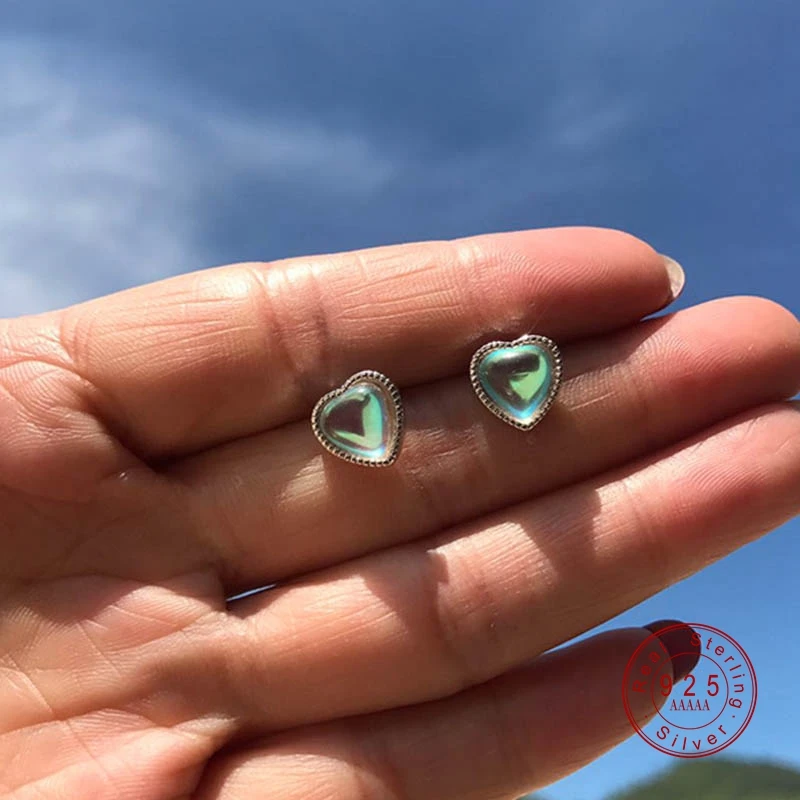 Женские серьги гвоздики серебряного цвета с лунным камнем|Серьги-гвоздики| |