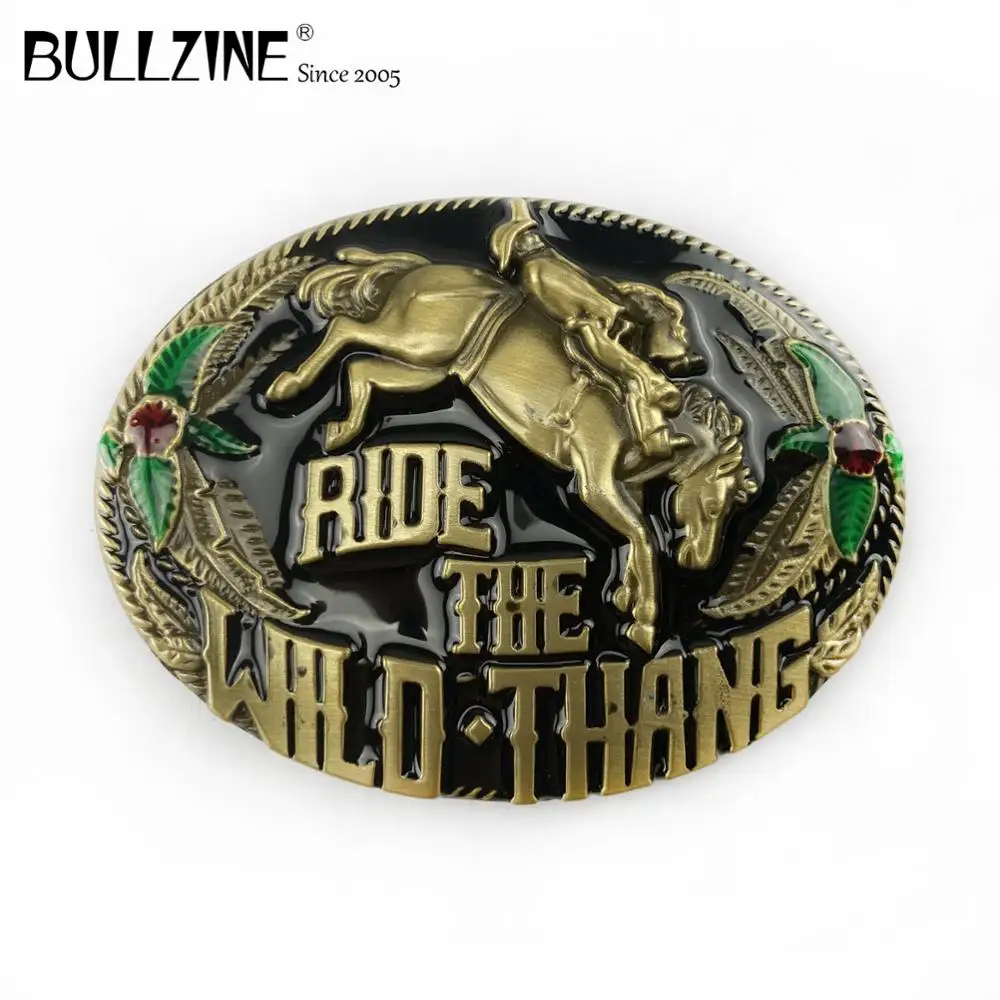 В Bullzine Пряжка для ремней Rodeo с античная латуневая отделка FP 02628 1 подходит детей на