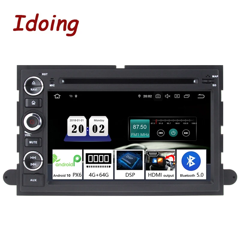 Фото Автомагнитола Idoing 7 &quot2Din Andriod 10 dvd плеер мультимедийный для FordFusion Explorer Edge 2004 2009 4G +