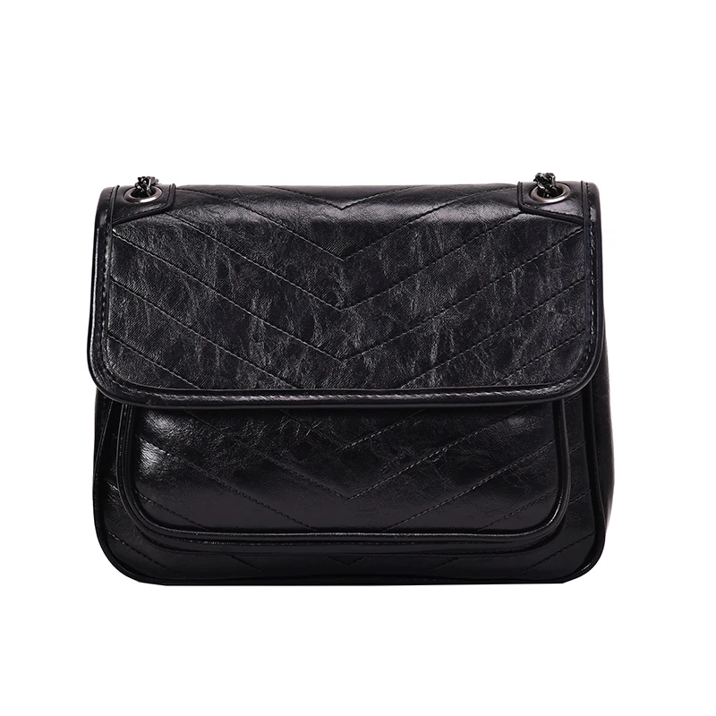 

Solid Color Vintage Leather Crossbody Bags For Women 2021 Winter Shoulder Simple Female Travel Chain Handbags Lady