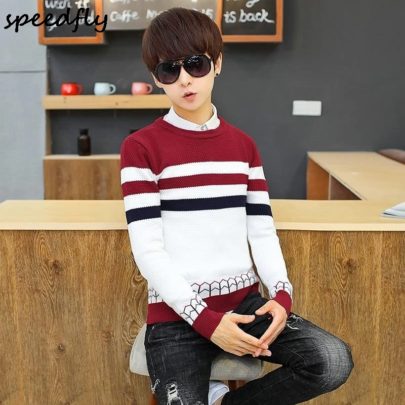 Мужские свитера длиной до бедра с повседневная одежда О-образным вырезом