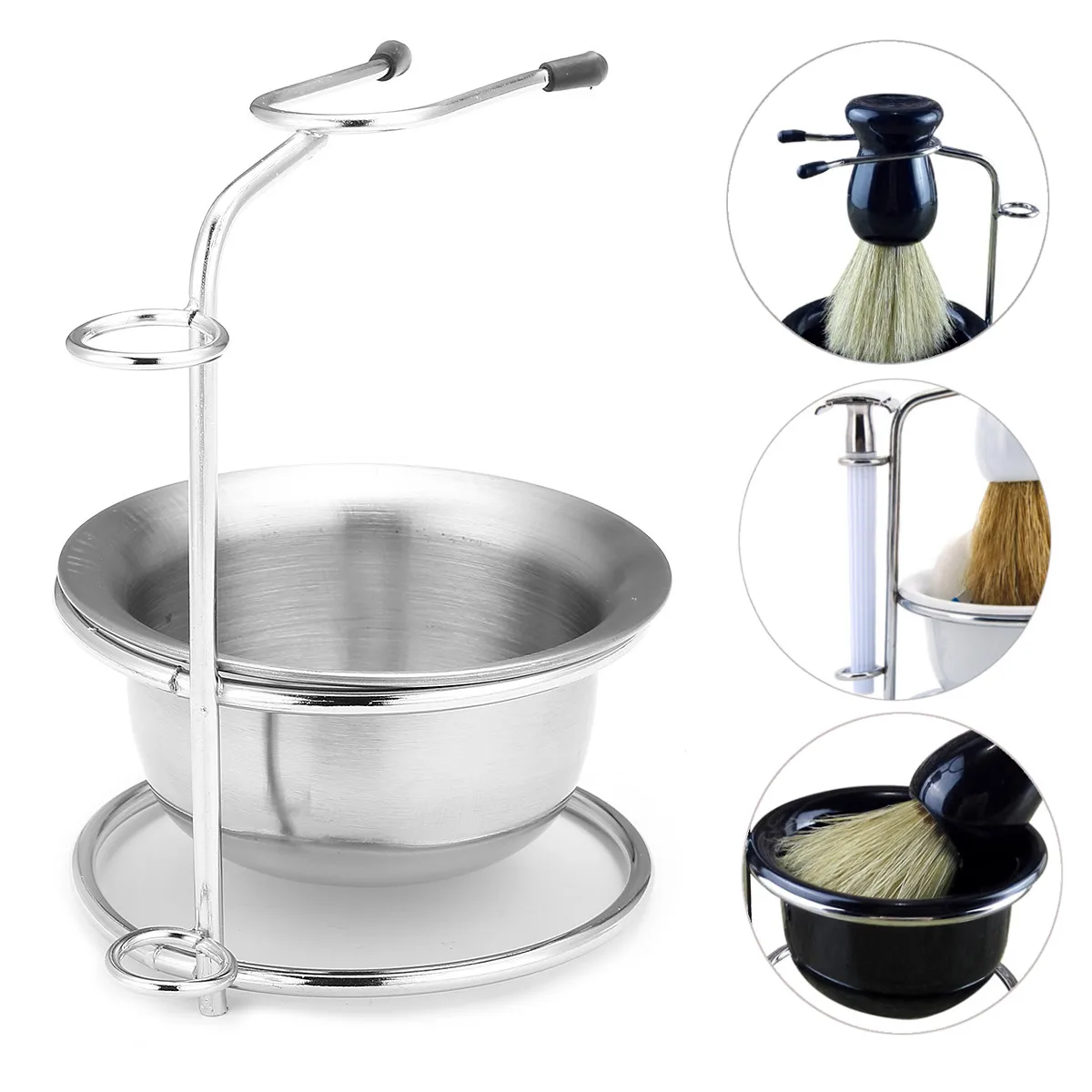 

Beauty Design Stainless Steel Men Shaving Bowl Mug Brush Soap Dish Stand Holder Portable Shaving Razor Beard Clean Shaver Set
