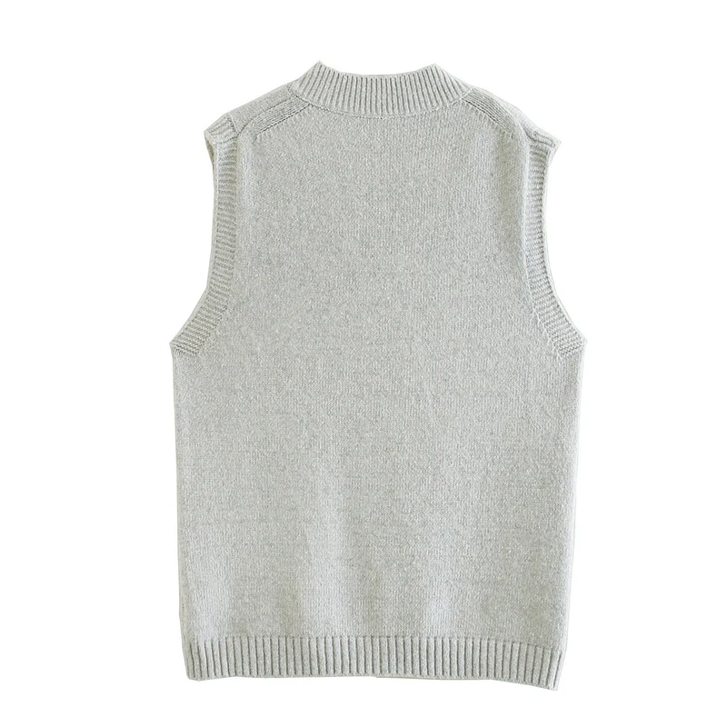 

Spring and autumn women's vest casual solid color V-neck knitted vest