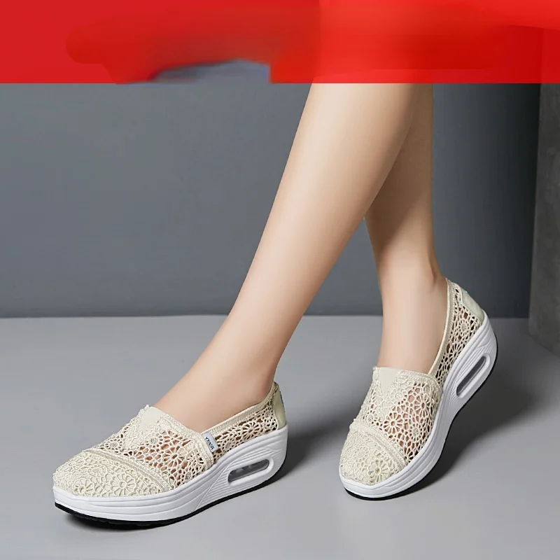 

2021 Women Air Cushion Casual Platform Sandals Ladies Shoes Sneakers Mesh Weave Airy Breathalbe Fashion Sandalias De Las Mujeres