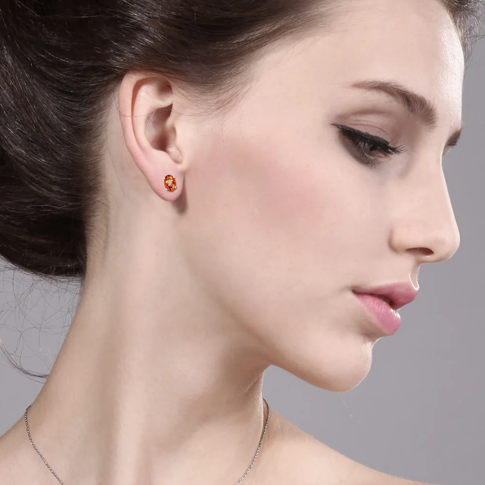 GemStoneKing 1 10 Ct овальные 6x4mm натуральный оранжевый сапфир 18K желтое золото покрытые