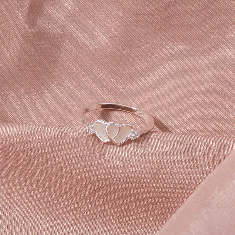 

2021 New Halloween Dark Blue Luminous Double Heart-shaped Zircon Ring Luminous Micro-inlaid Love Ring for Women Jewellery