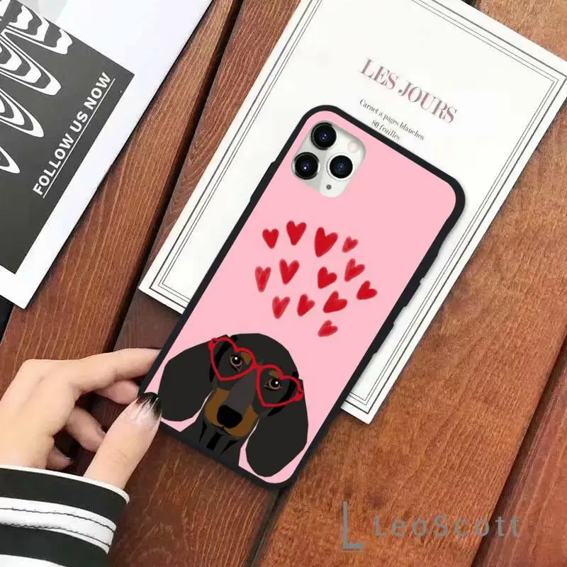 

Kawaii I Love Dachshunds Letter Phone Case for iPhone 11 12 mini pro XS MAX 8 7 6 6S Plus X 5S SE 2020 XR