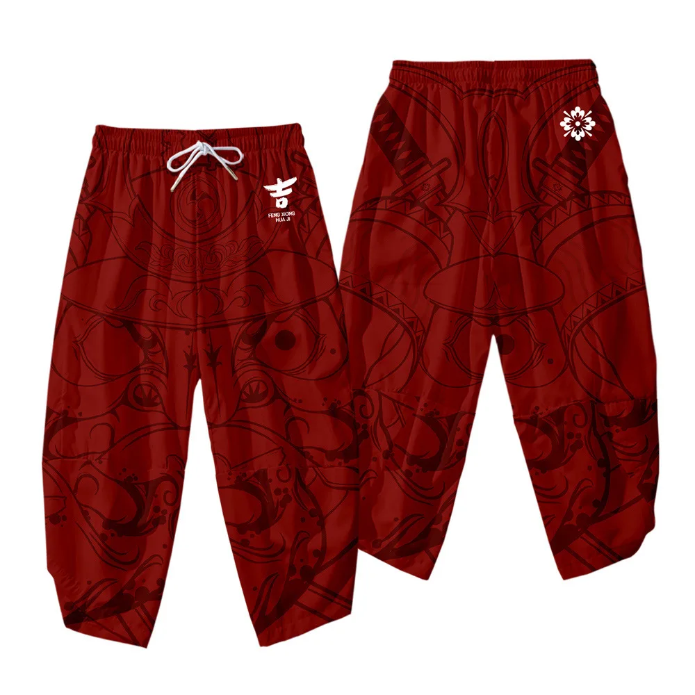 Летние повседневные штаны в национальном стиле хип-хоп с желто-зеленым пламенем