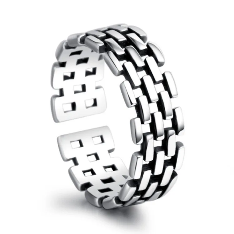 

DIEERLAN Retro Vintage Jewelry 925 Sterling Silver Hollow Rings For Women Men Big Opening Antique Rings