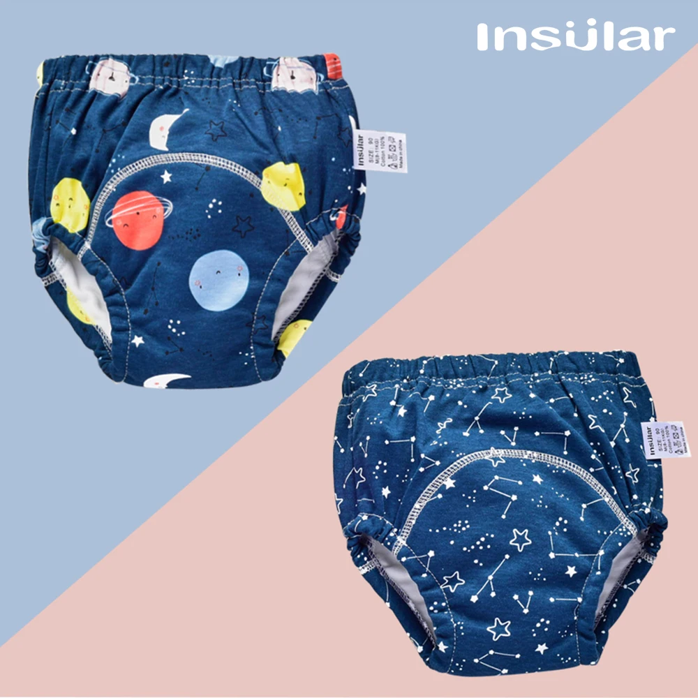 Insular-pantalones de entrenamiento de verano para beb&eacute;, pa&ntilde;al impermeable para beb&eacute;, ropa interior de aprendizaje para ni&ntilde;o, bolsillo para orina, 2 unids/caja-1