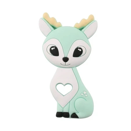 Mint Deer 1 шт. силиконовые снежинки Прорезыватель Рождественская елка звезда кулон Рождественский Олень Подарки для ребенка Лось пряники Ман детский Прорезыватель подарки - Цвет: Mint Deer
