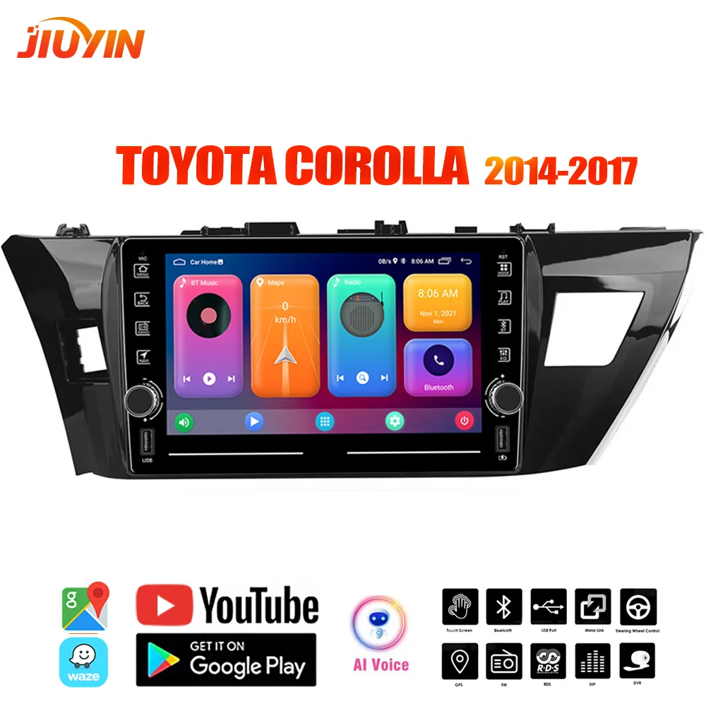 

JIUYIN Android 10 Car Radio Multimedia Player For Toyota Corolla 2014-2017 10.1'' Stereo GPS Navigation Audio Autoradio 2G+32G