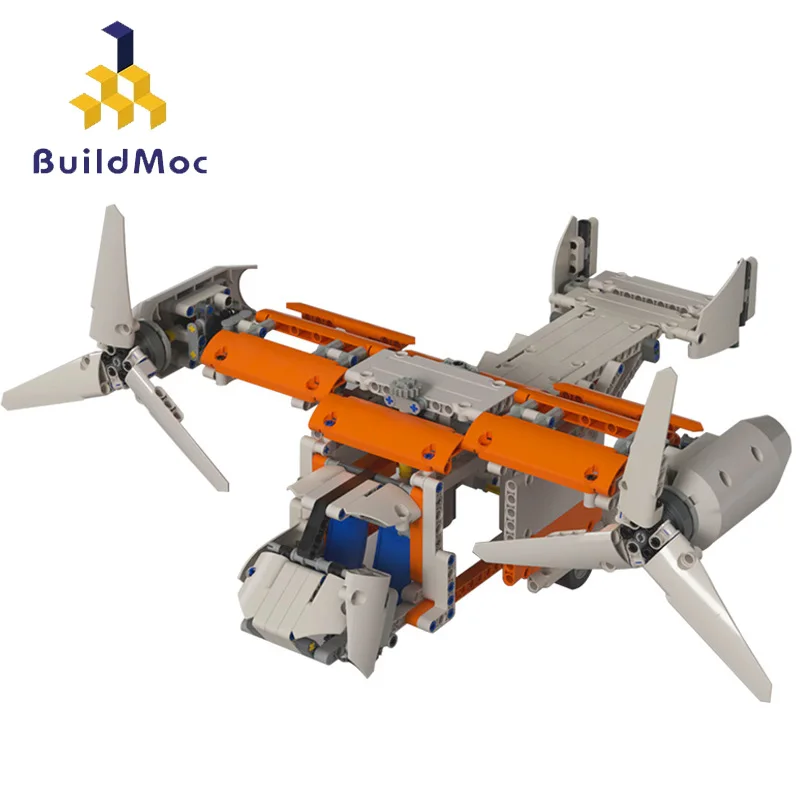 

BuildMoc Technical Motor US V-22 Osprey Tiltrotor Aircraft Helicopter Military Plane Sets DIY Model Building Blocks Toys Gifts
