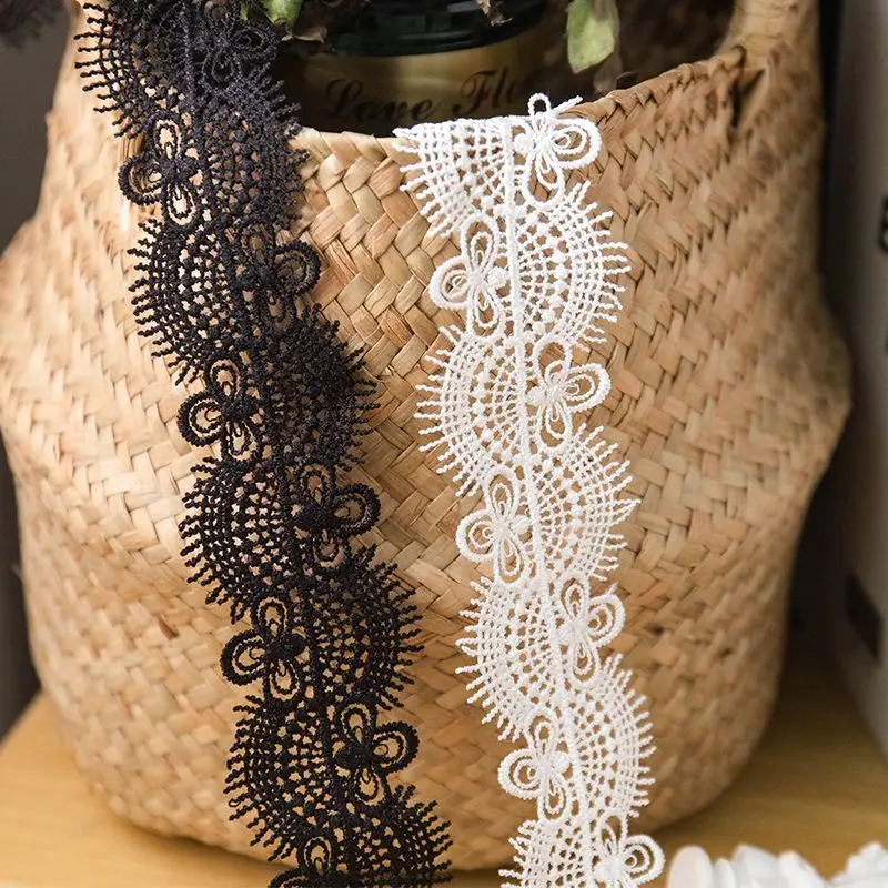 

5CM Wide White Black Embroidery Hollow Exquisite Guipure Lace Fabric Trim Sleeves Neckline Belt DIY Sewing Supplies Materials