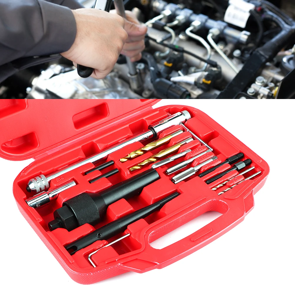 

16pcs Glow Plug Removal Tool Kit Damaged 0.3in 0.4in Glow Plug Remover Portable Removal Tool Kit for Cylinder Heads