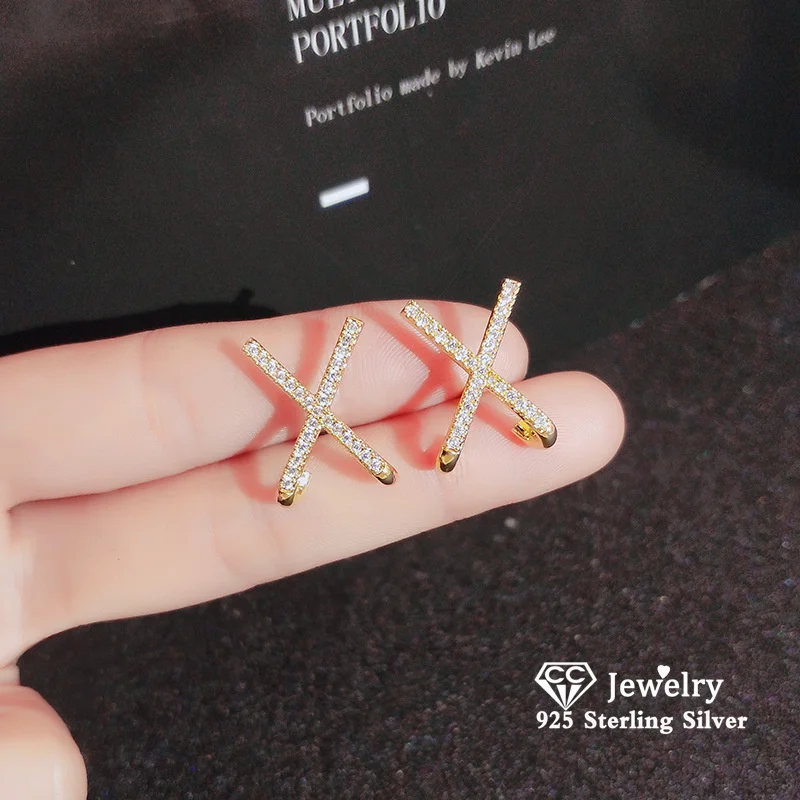 

CC Stud Earrings For Women 18K Gold Plated X Design Fashion Jewelry Girl Daily Wear Accessories Ear Studs Drop Shipping CCE774