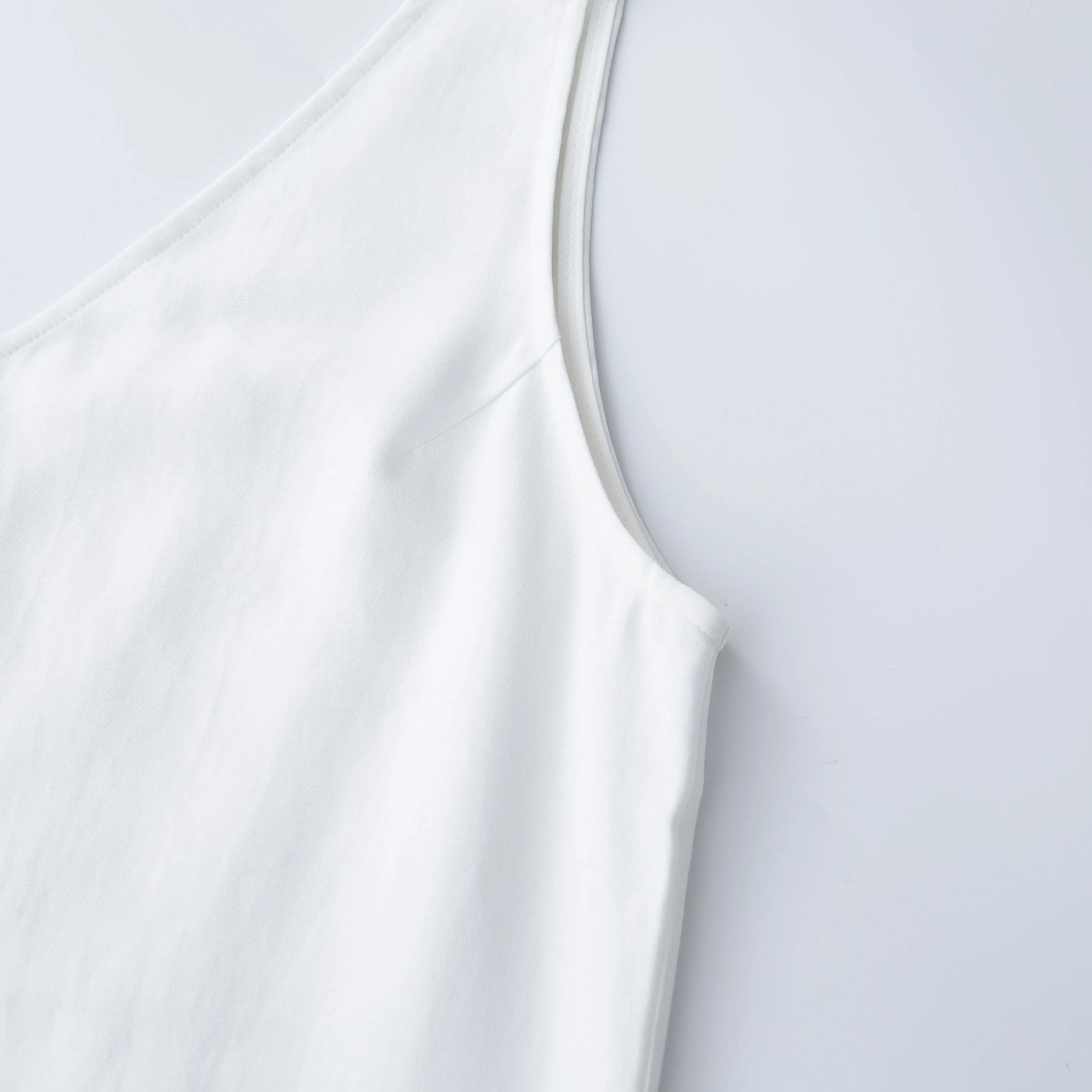 2022 Summer Women Solid White V Neck Sleeveless Fashion Dress Split Tank Dress