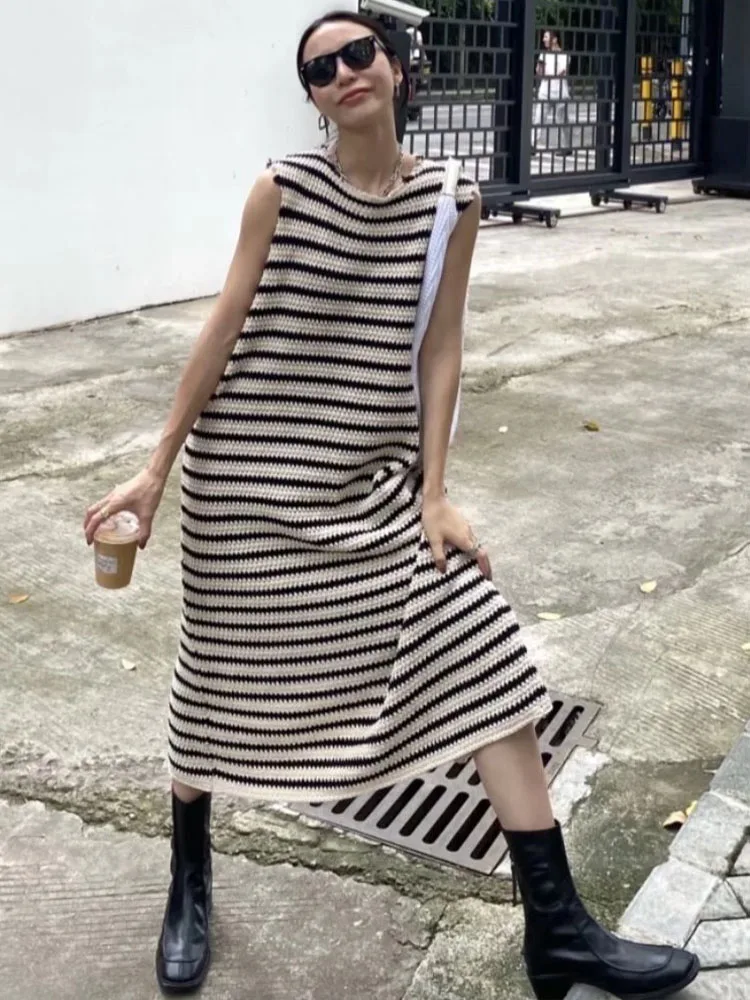 Женское платье в полоску ZA свободная универсальная юбка осень 2021 - купить по