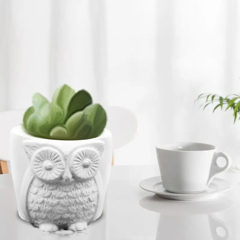 

Durable Silicone Owl Flower Pot Mold Cement DIY Succulent Making Manual Clay Craft Concrete Mould 34YF