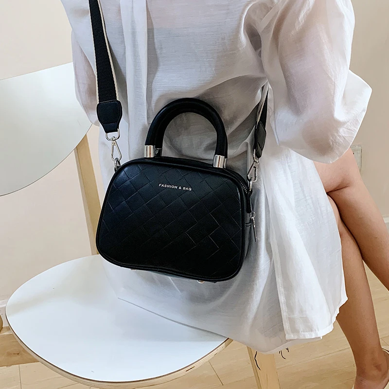 Высококачественные однотонные сумки через плечо из искусственной кожи для