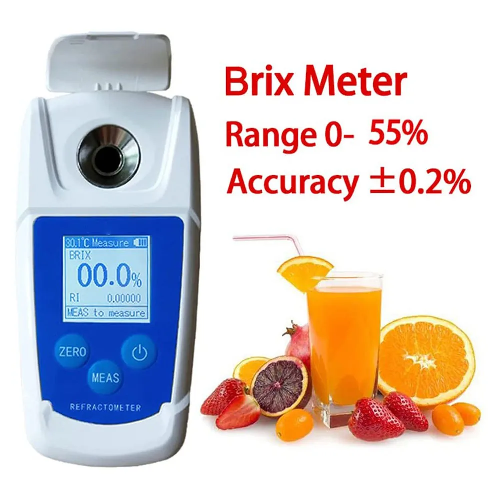 

Sugar Tester Brix Meter Electronic Digital Display Rechargeable 0-55% Refractometer Sugar Content Measuring Instrument