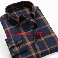 new arrival fashion super large men plaid long sleeve casual shirts smart flannel spring and autumn shirt plus size 2xl 9xl 10xl