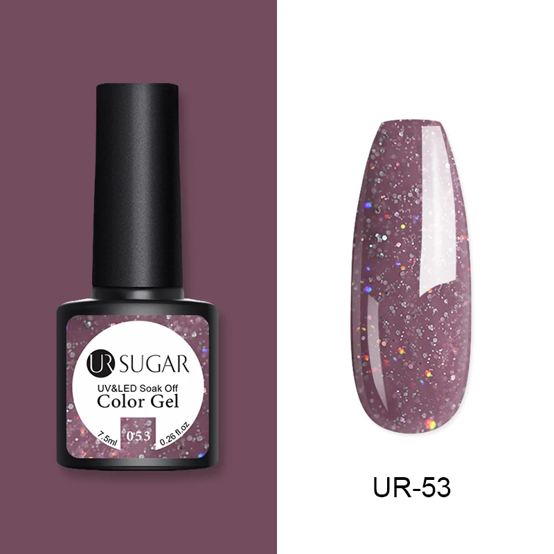 53 Ur Sugar, 7,5 мл, чистый цветной гель для ногтей, лак для ногтей, блеск, замачиваемый, УФ Гель-лак, Полупостоянный матовый эффект, эмаль, Гель-лак, УФ светодиодный - Цвет: 53