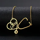 Ожерелье женское из нержавеющей стали, ювелирный стетоскоп с индивидуальным именем медсестры, студента и медсестры, Очаровательная цепочка с уникальным сердцем