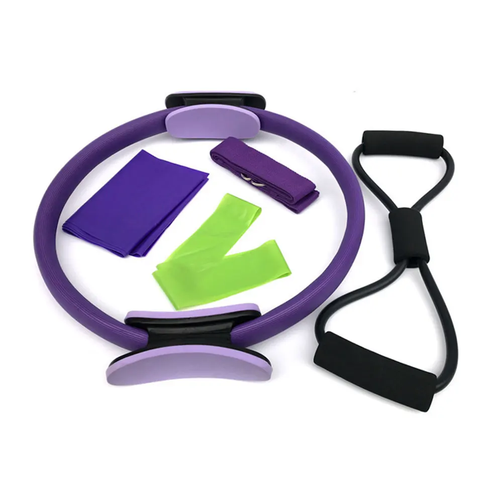 

Pilates Circle Five-piece Fitness Pilates Fitness Training Ring With Tension Device / Stretch Belt / Latex Towel / Tension Ring