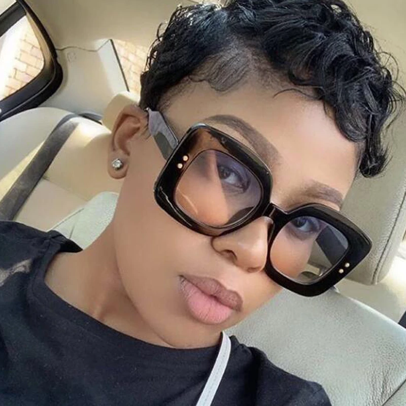 Солнцезащитные очки с заклепками женские винтажные квадратные градиентом