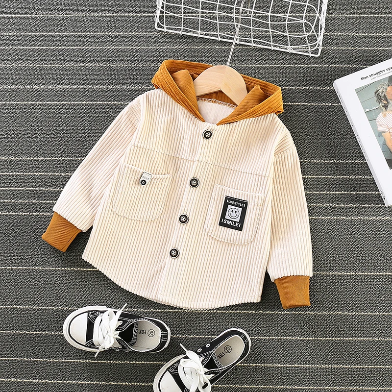 

Spring and Autumn Casual Fashion New Boys Striped Hoodie Single-breasted Double Pocket Jacket Children's Clothes