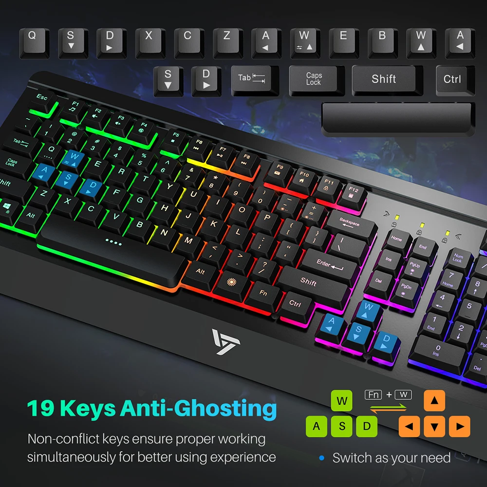 VicTsing PC216 PC Gamer игровая клавиатура и мышь комбинированный Стандартный комплект USB
