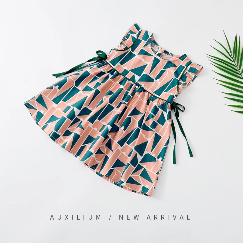 

Summer Cotton Girls Short Dress Party Sleeveless Boutique Outfits Princess Girls Dress Cute Floral Enfant Girls Clothing BW50DR