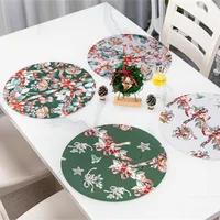 2022 Placemat Round Table Mats Pads Drink Coffee Cup Coasters Holidays Dining Tablemat Non Slip Waterproof Placemat Sheet Liners