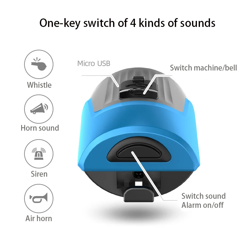 MTB Bicycle Bell Electric Horn With Alarm 4 Kinds Of Sounds Road Bike USB Charging Safety Anti-theft Accessories |