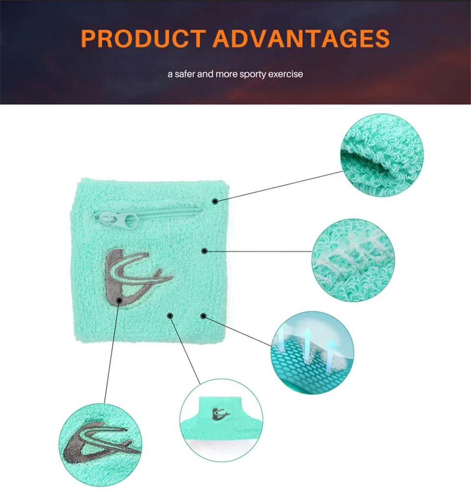 Карман на молнии спортивный браслет хлопок эластичная поддержка запястья для