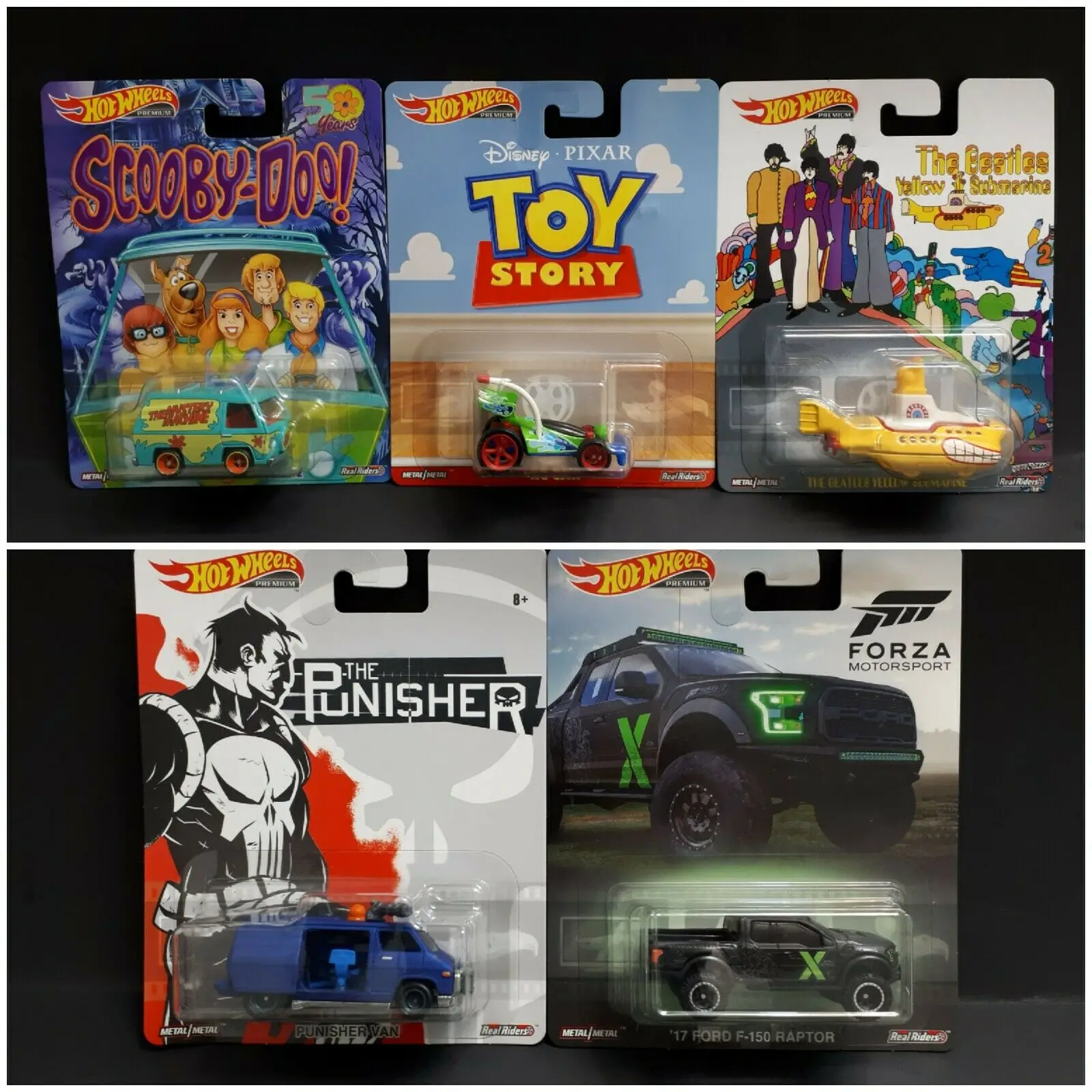 

HOT WHEELS 1/64 FORD F-150 RAPTOR & PUNISHER VAN & TOY STORY RC CAR & загадочная машина & THE BEATLES Коллекционная желтая подводная лодка