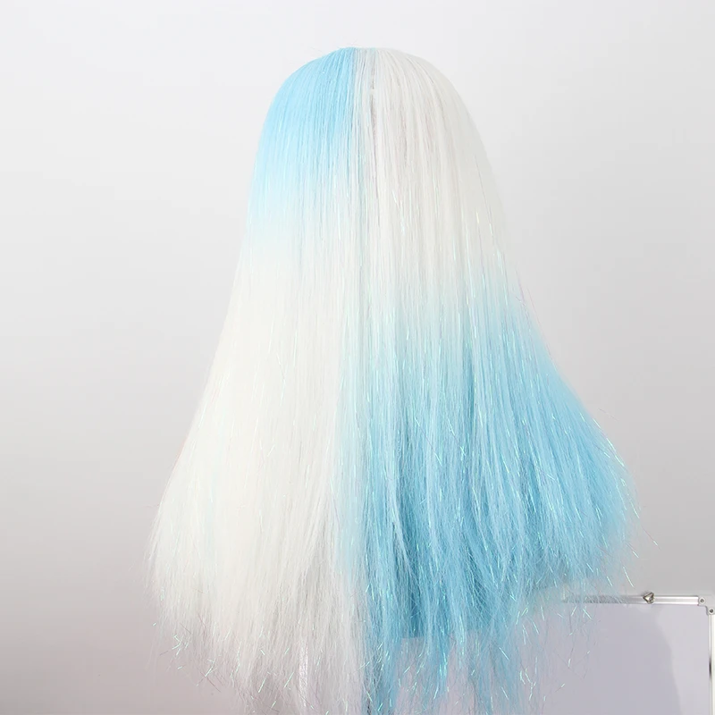 Anxin Blue and White Color Long Straight Hair Curly Gradient Fresh Synthetic Fiber Wig High Temperature Silk Life | Шиньоны и парики