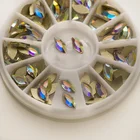 Алмазный в форме листа Форма 20 шт.упак. ногтей Стразы DIY горячей фиксации, плоская задняя часть, Стекло ногтей камни драгоценные камни для 3D украшения для ногтей